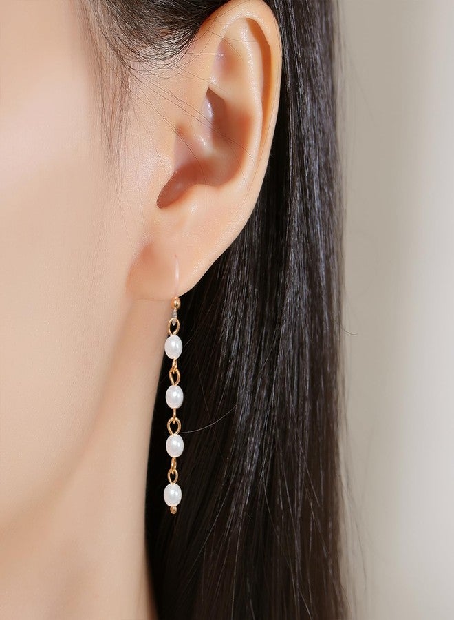 KMEOSCH Plastic Earrings, KMEOSCH Lightweight and Elegant Dangle 4 Small Pearls Earrings on Hypoallergenic Plastic Hooks for Sensitive Ears - Image 2